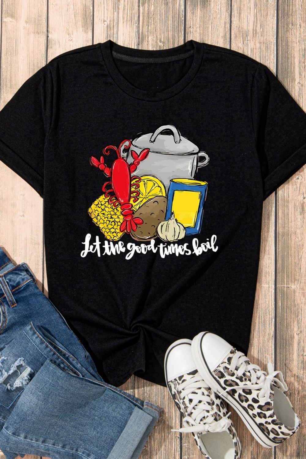 Graphic Round Neck Short Sleeve T-Shirt