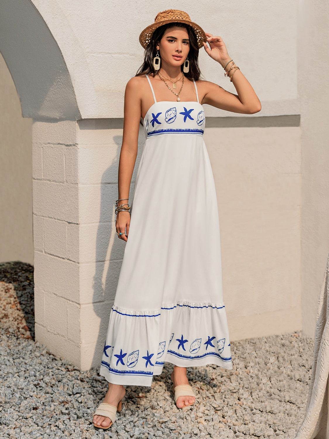 Printed Square Neck Maxi Cami Dress