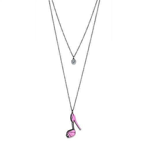 TK2703 - IP Light Black (IP Gun) Stainless Steel Chain Pendant with Top Grade Crystal in Clear