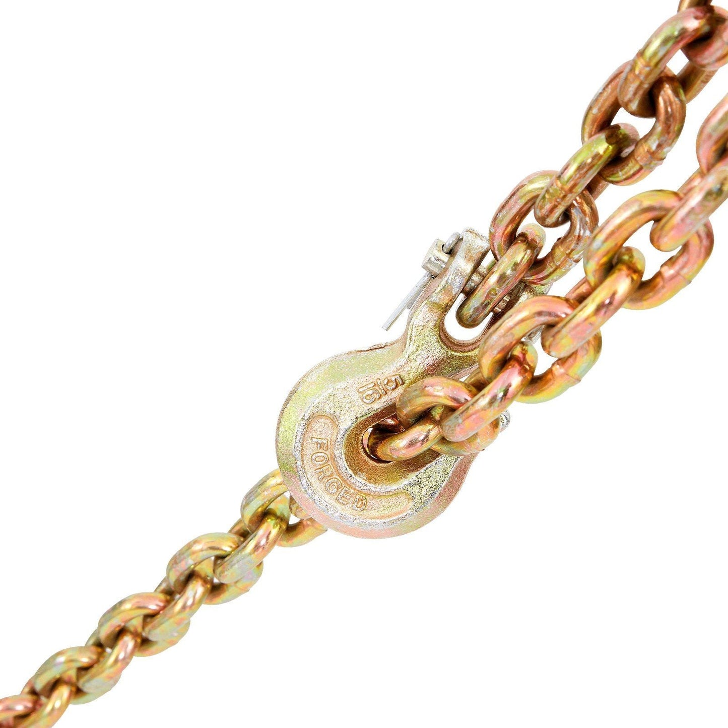 Transport Binder Chain, 4900 lbs Working Load Limit, 5/16'' x 20' G80 Tow Chain Tie Down with Grab Hooks, DOT Certified, Galvanized Coating Manganese Steel for Dock Factory Construction Site