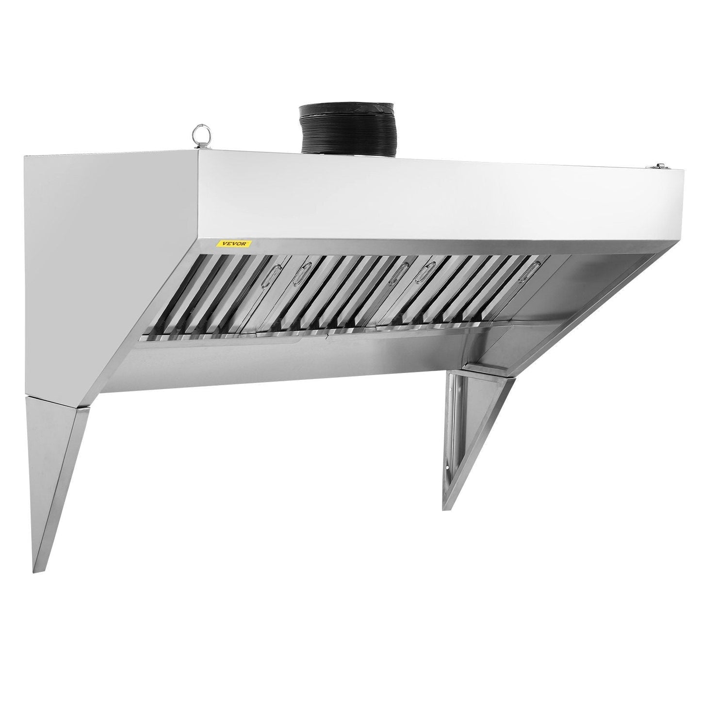 Commercial Exhaust Hood, 7FT Food Truck Hood Exhaust, 201 Stainless Steel Concession Trailer Hood with 3 Detachable U-shaped Grid Oil Filter Mesh, Rust Resistant Vent Hood for Kitchen Restaurant