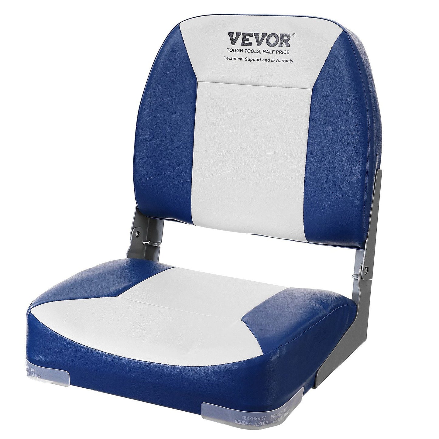 Boat Seat, 18.9" Low Back Boat Seat, Folding Boat Chair with Thickened Sponge Padding and Hinge, Fold-Down Boat Captain Chair for Fishing Boat, Sightseeing Boat, Speedboat, Canoe, 1-Piece