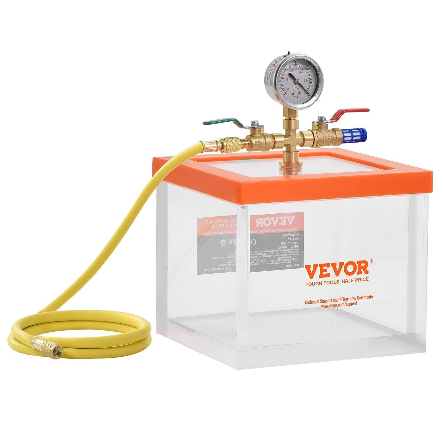 2 Gallon Vacuum Chamber, Upgraded Multipurpose Acrylic Vacuum Degassing Chamber, Transparent Vacuum Chamber, for Resin Degassing, Silica Gel Degassing, Gypsum Degassing and Vacuum Extraction