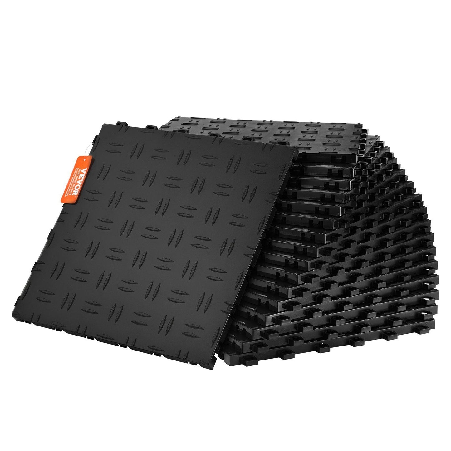 Garage Tiles Interlocking, 12 x 12 x 0.53 inch 25 Pack Garage Floor Covering Tiles, Non-Slip Double-Sided Texture Garage Flooring Tiles, for Garages, Basements, Repair Shops, Black