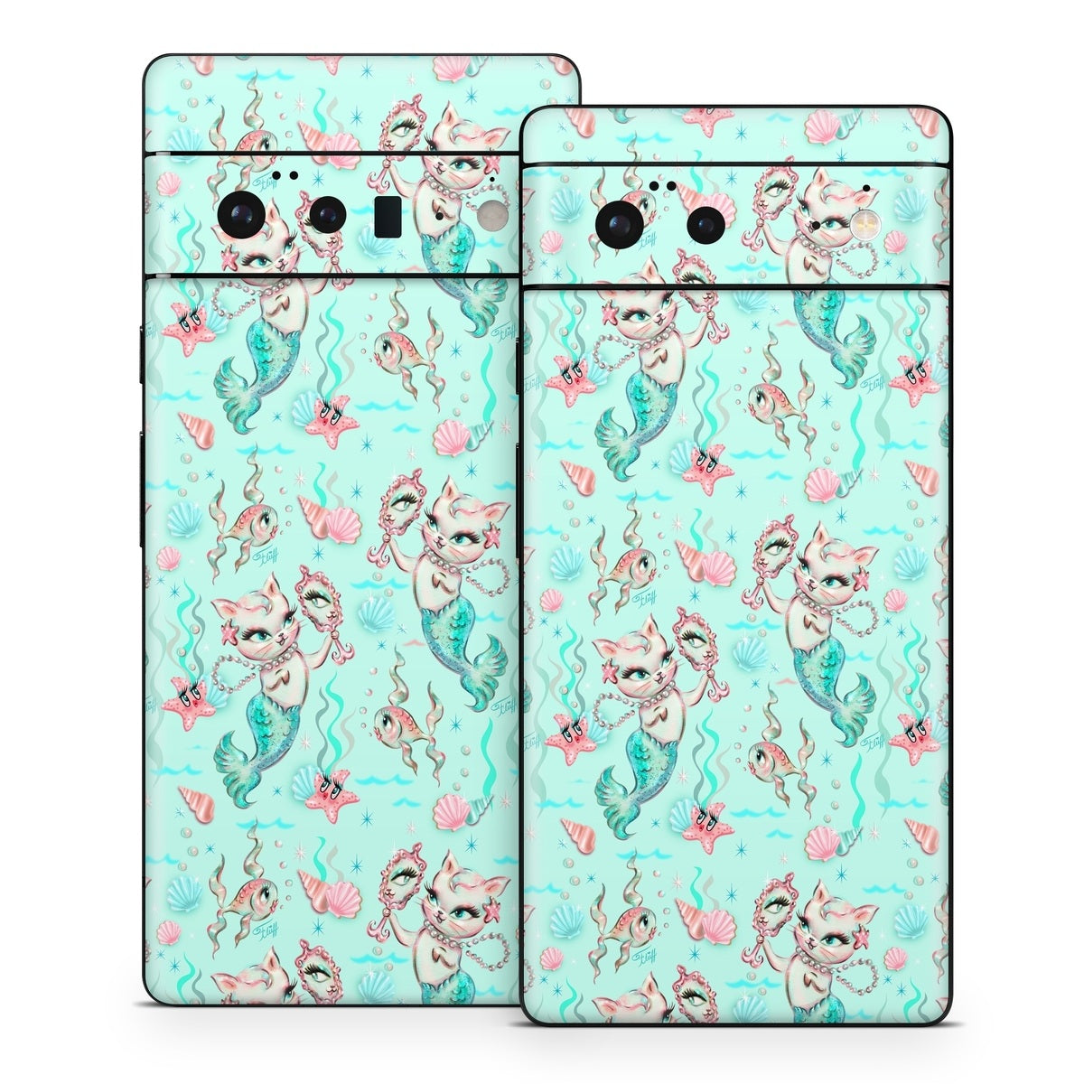 Merkittens with Pearls Aqua - Google Pixel 6 Skin