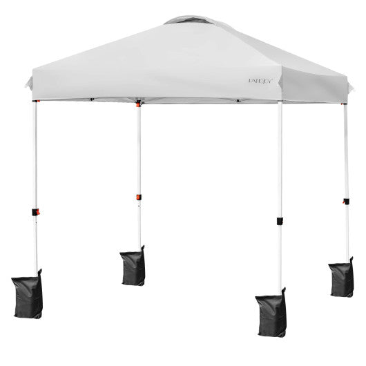 6.6 x 6.6 Feet Outdoor Pop Up Camping Canopy Tent with Roller Bag-Gray