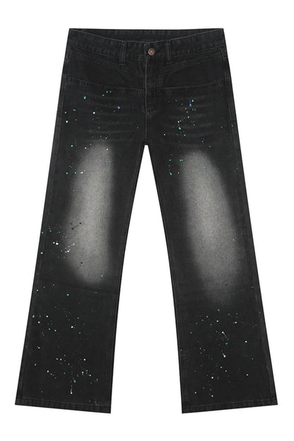 Splash Ink Washed Jeans with Pockets