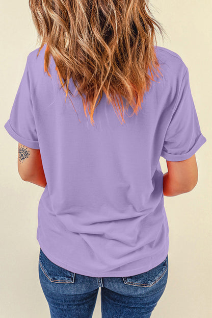 Bow Graphic Round Neck Short Sleeve T-Shirt