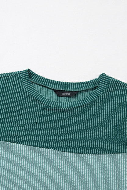 Color Block Round Neck Short Sleeve T-Shirt