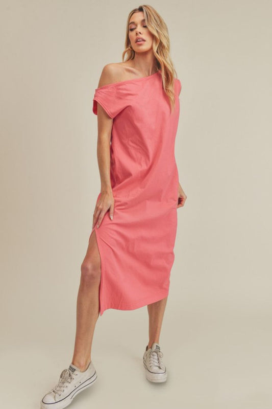 Aemi + Co Side Slit Round Neck Sleeveless Midi Dress