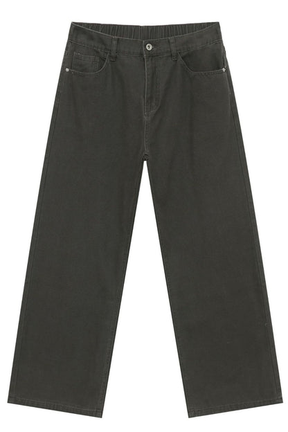 Men's Half Elastic Waist Jeans with Pockets