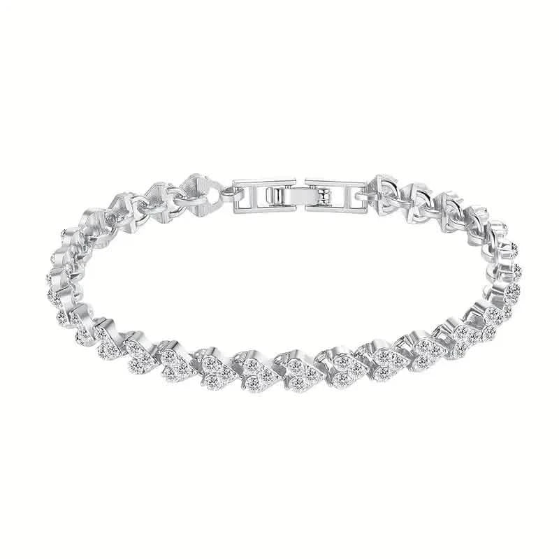 18K Golden Plated Stainless Steel Bracelet with Rhinestone Embellishments