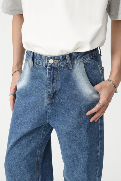 Men's Tie-Dye Washed Straight Leg Jeans
