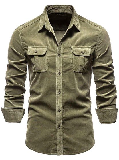 Men's Full Size Collared Neck Button Down Shirt with Chest Pockets Plus Size
