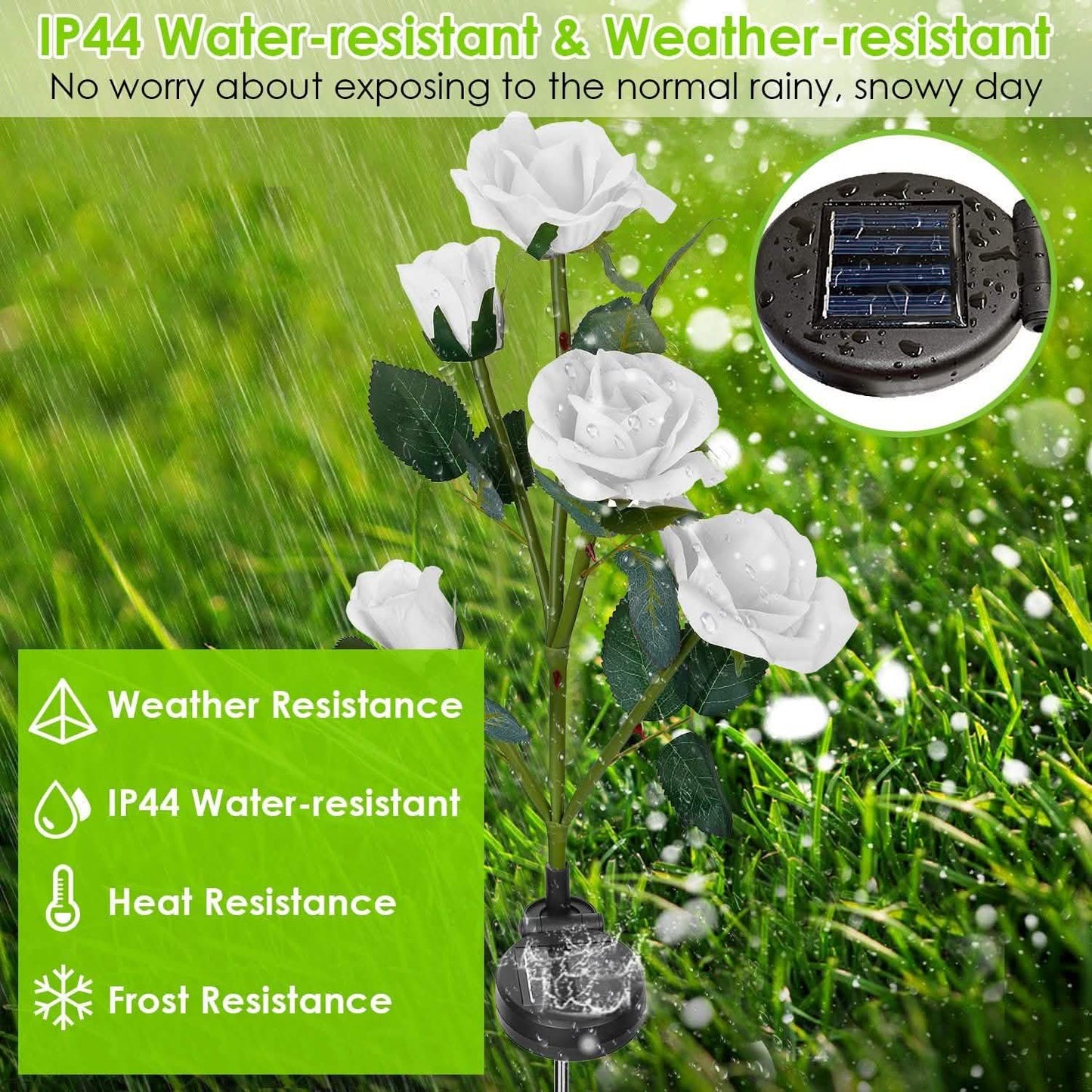 2-Pack: Solar Powered Rose Flower LED Decorative Lamp