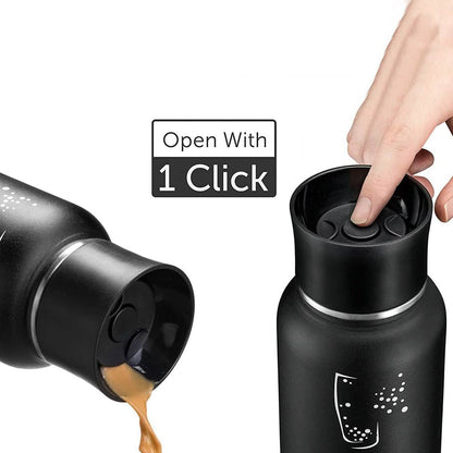 2-Pack: Stainless Steel Wide Mouth Insulated Water Bottle with Interchangeable Caps
