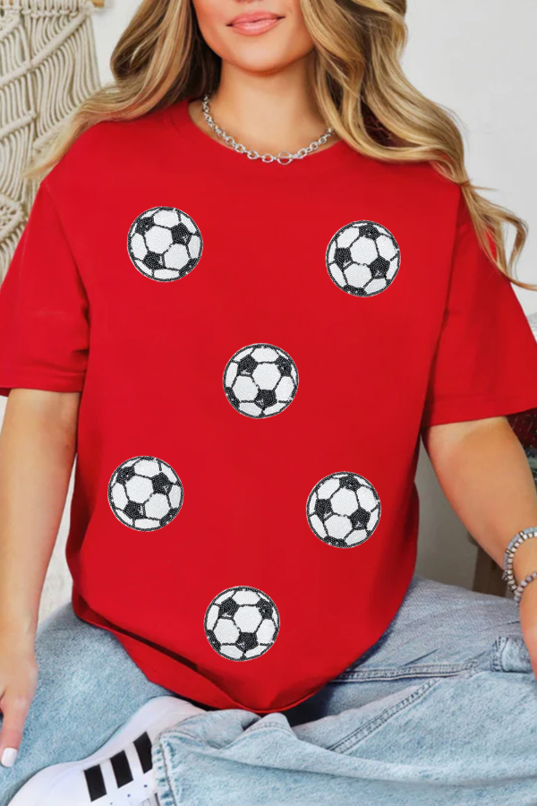 Football Round Neck Short Sleeve T Shirt