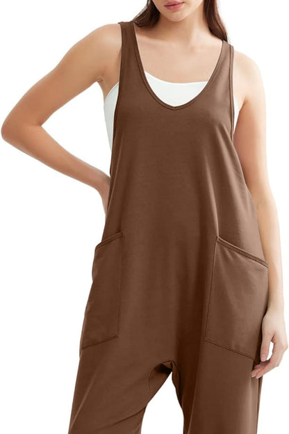Lovelet V-Neck Wide Strap Overalls