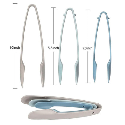 3-Piece: Non-Slip Multifunctional Food Tongs Clamps Cooking Kitchen Gadget