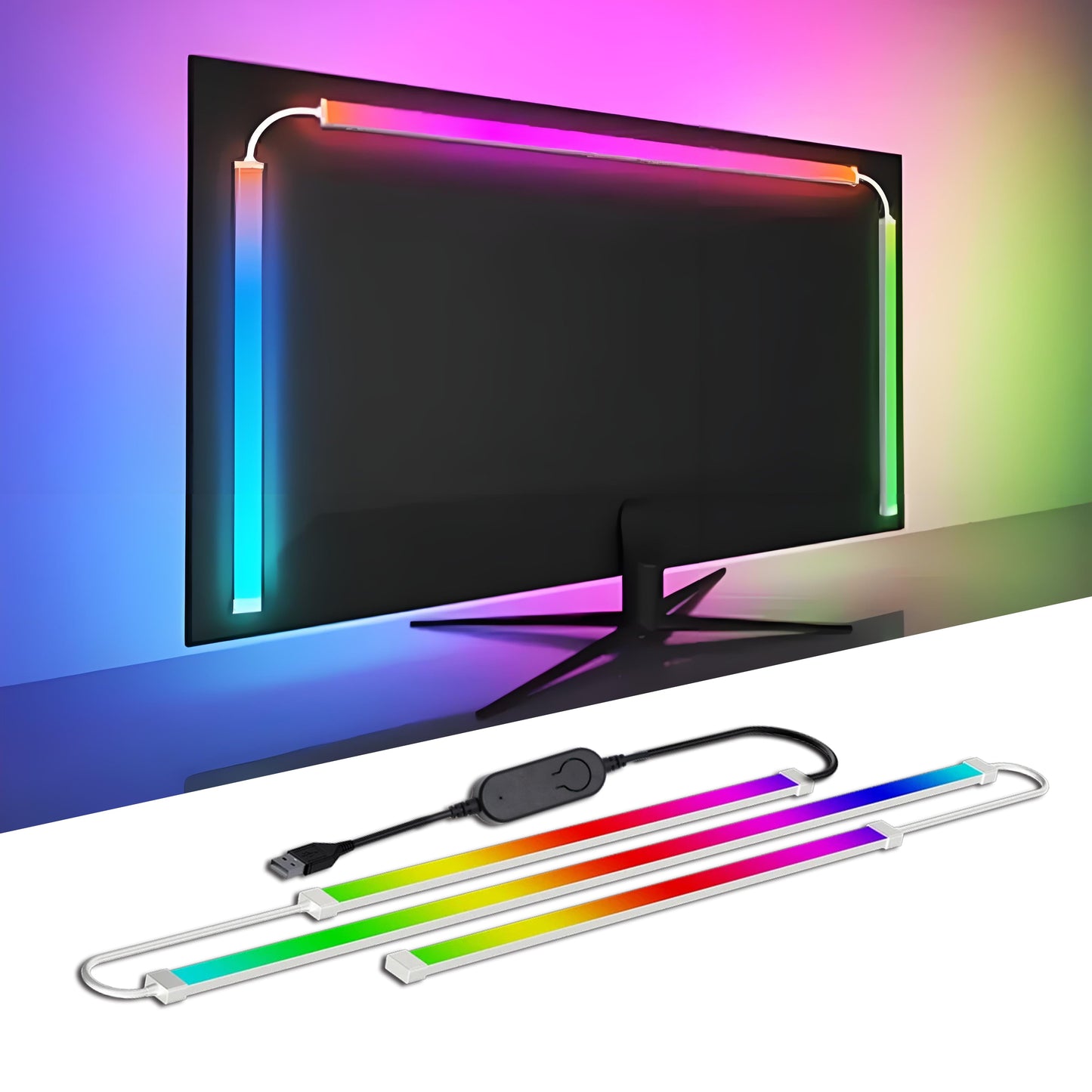 USB RGBIC LED Strip Lights for PC Monitor, App Controlled Gaming Backlight with Music Sync, 24 to 34 Inch Computer Screen LED Lighting for Gaming Room Decor