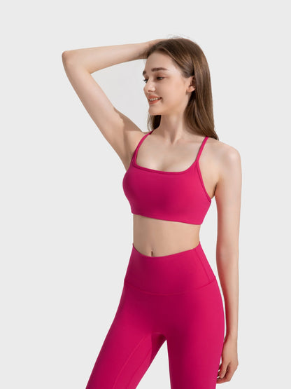 Millennia Crisscross Back Scoop Neck Active Cami with Detachable Chest Pads