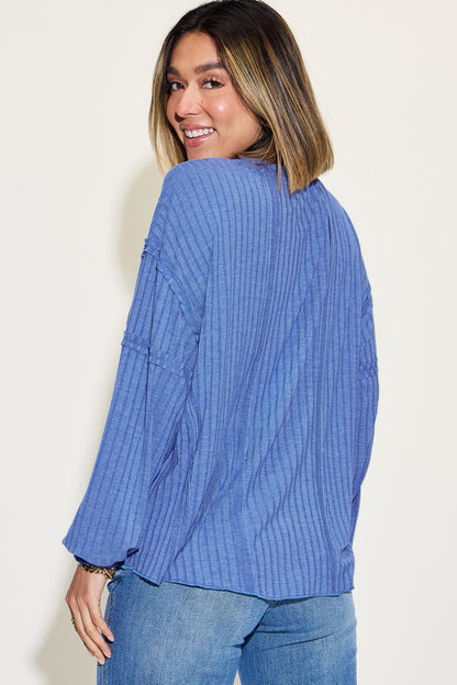 Basic Bae Full Size Ribbed Round Neck Long Sleeve T-Shirt