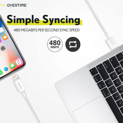 4 Ft./6 Ft. Overtime Apple MFi Certified iPhone Charger Lightning Cable Pack