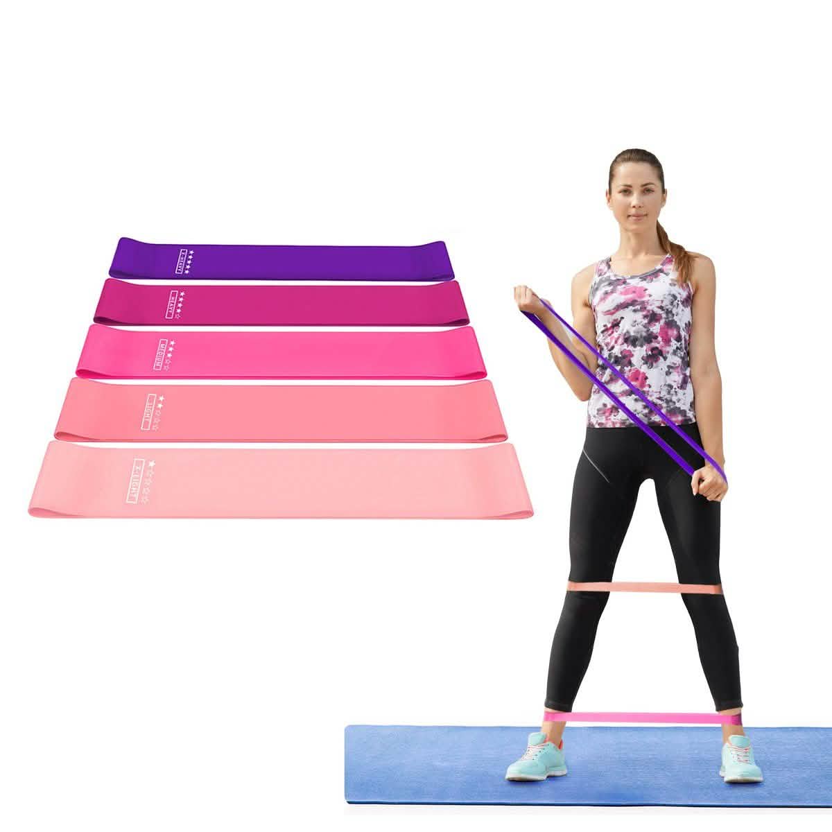 5-Pack: Precision Workout Yoga Fitness Exercise Bands Loops