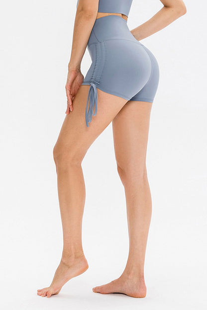 Drawstring Wide Waistband Side Tie Sports Shorts
