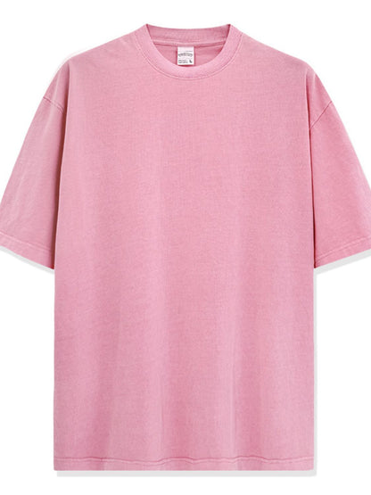 Men's Full Size Round Neck Washed T-Shirt Plus Size