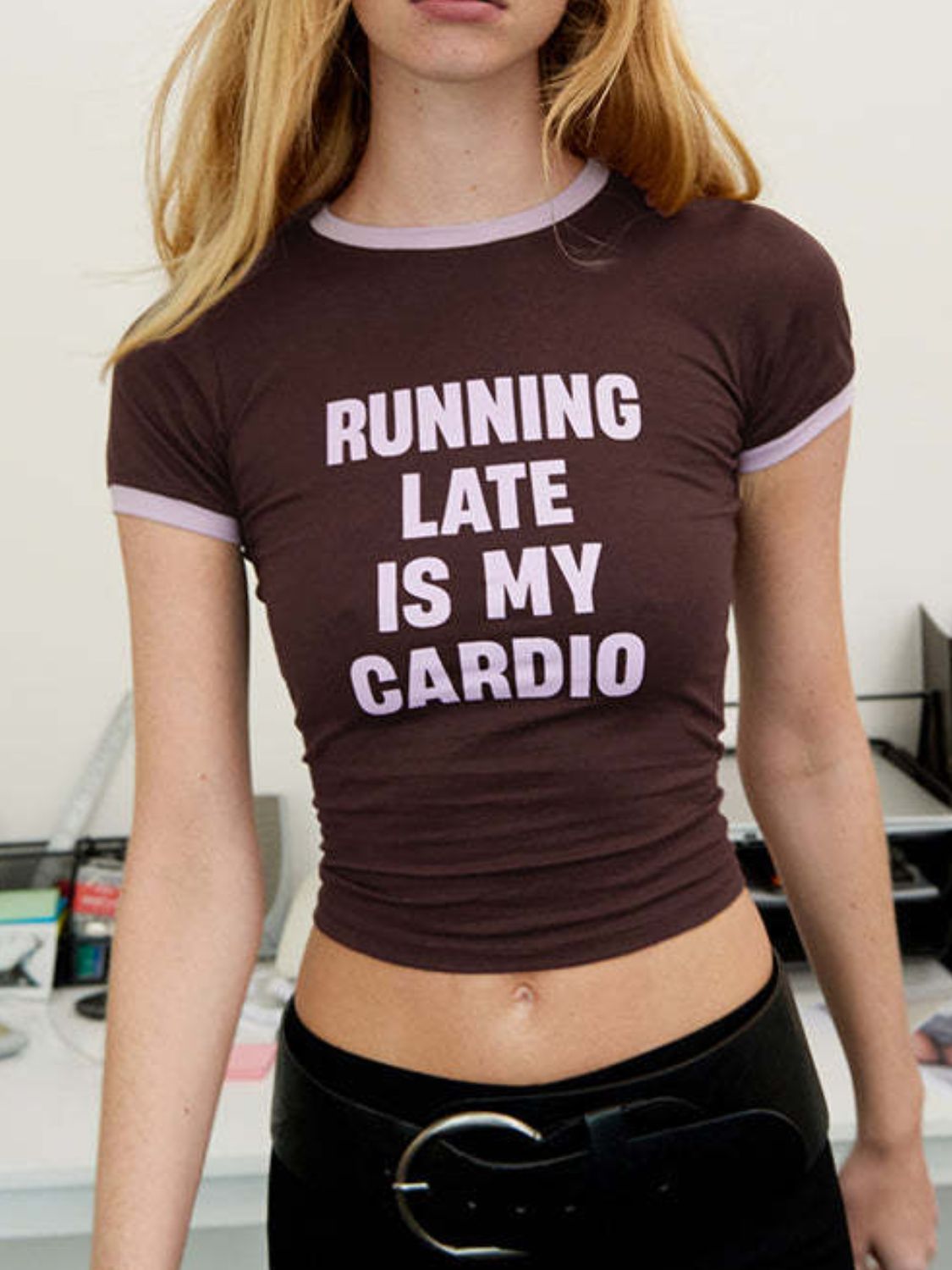 Letter Graphic Round Neck Short Sleeve T-Shirt