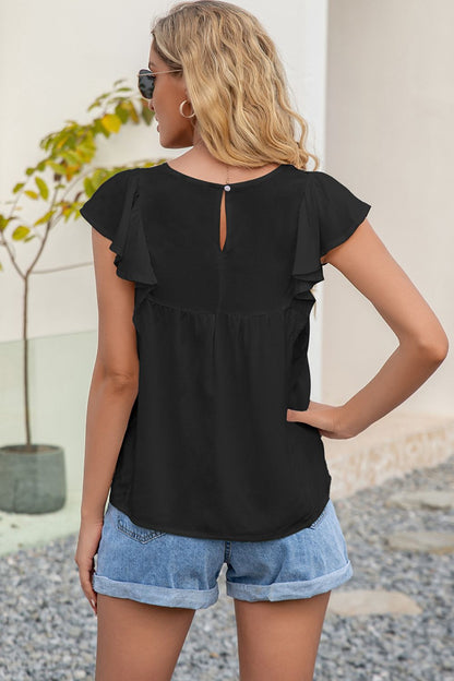 Ivy Lane Contrast Print Butterfly Sleeve Top