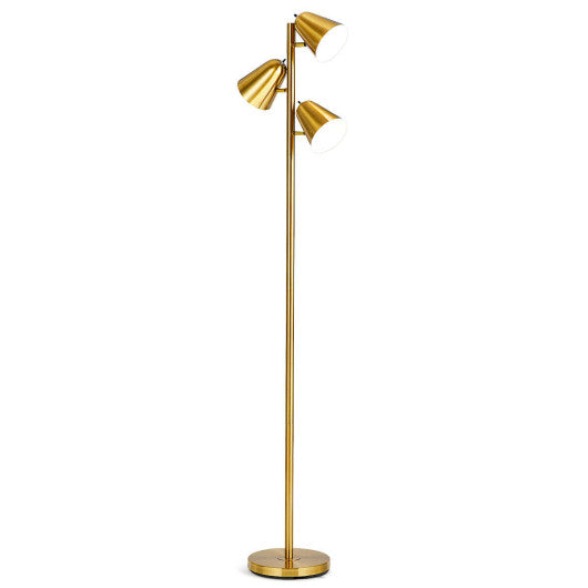 64 Inch 3-Light LED Floor Lamp Reading Light for Living Room Bedroom-Golden