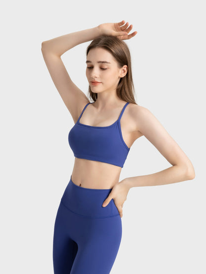 Millennia Crisscross Back Scoop Neck Active Cami with Detachable Chest Pads