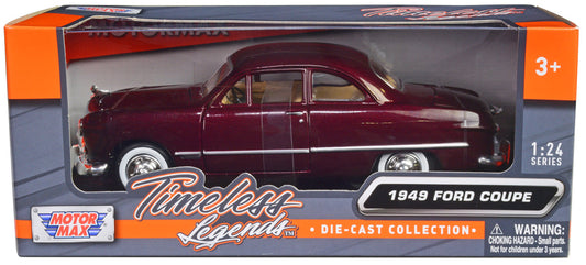 1949 Ford Coupe Burgundy 1/24 Diecast Model Car by Motormax