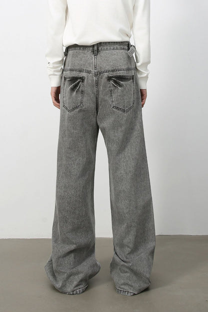 Men's Wide Leg Jeans with Pockets