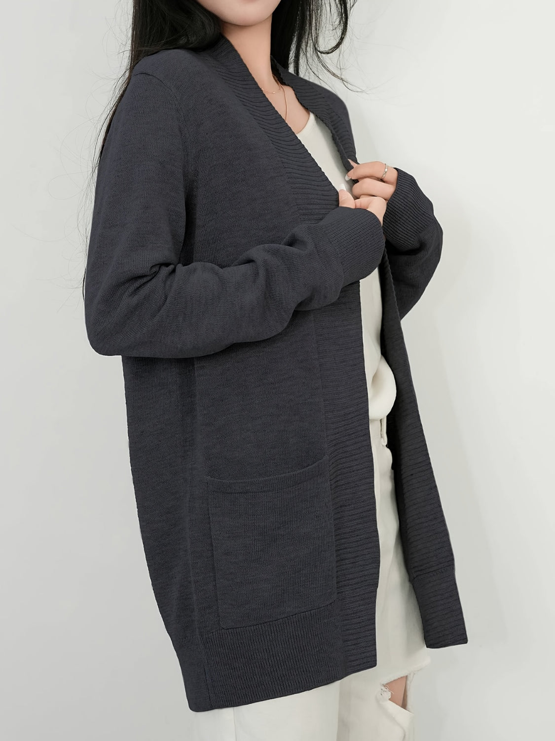 Open Front Long Sleeve Sweater Cardigan