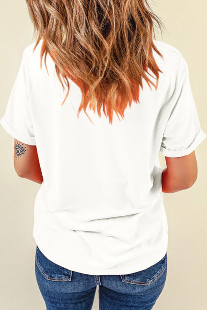 Sequin Crawfish Potato Round Neck Short Sleeve T-Shirt