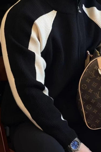 Men's Plus Size Zip Up Long Sleeve Cardigan