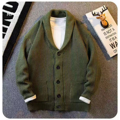 Men's Plus Size Button Down Long Sleeve Cardigan