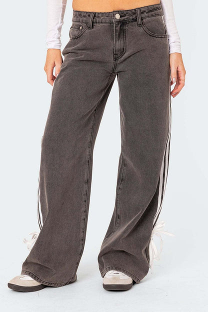 Side Striped Loose Fit Jeans