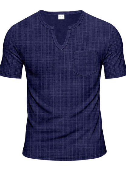 Men's Full Size Notched Short Sleeve T-Shirt Plus Size