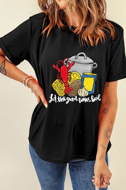 Graphic Round Neck Short Sleeve T-Shirt