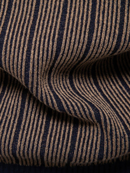 Men's Mock Neck Contrast Striped Sweater