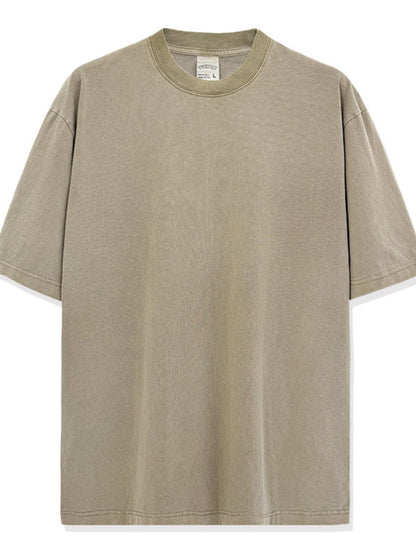 Men's Full Size Round Neck Washed T-Shirt Plus Size