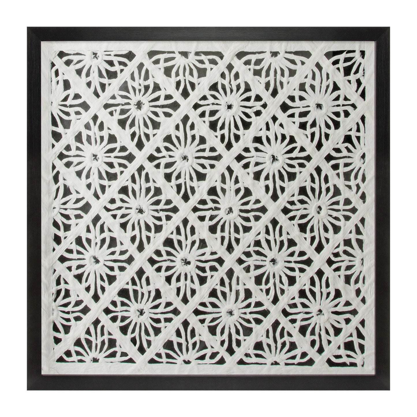 Framed Floral Wall Decor Under Glass 19.5"SQ