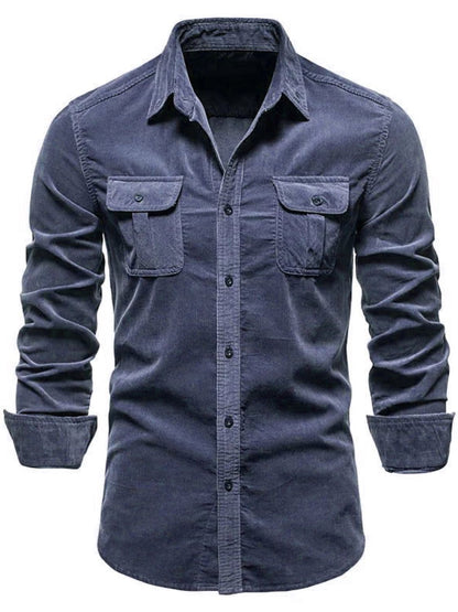 Men's Full Size Collared Neck Button Down Shirt with Chest Pockets Plus Size