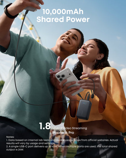 Anker Nano Power Bank (10K, 45W, Built-In Retractable USB-C Cable)