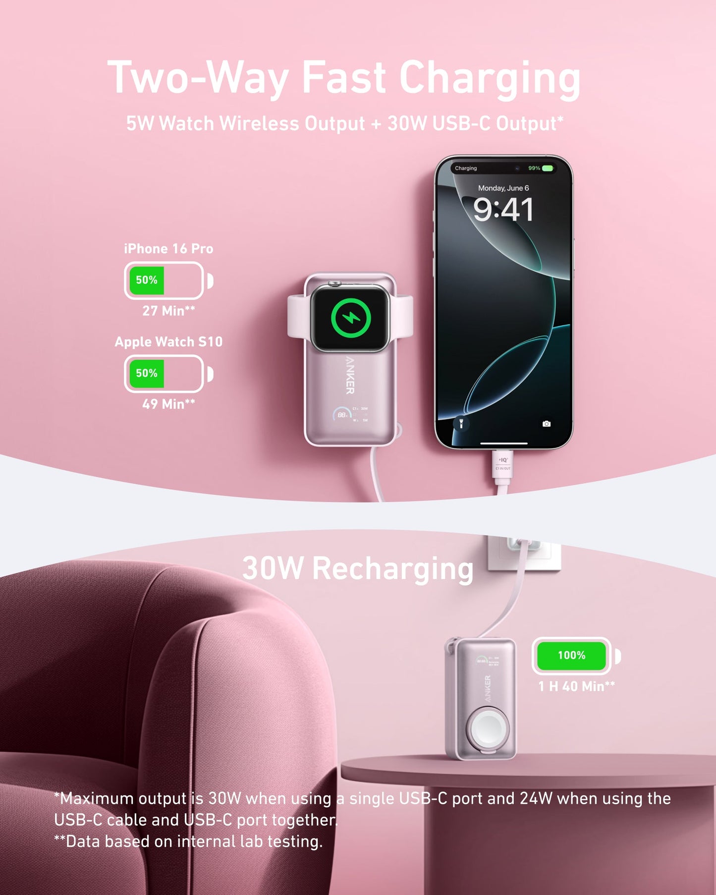 Anker MagGo Power Bank (10K, 35W, For Apple Watch)