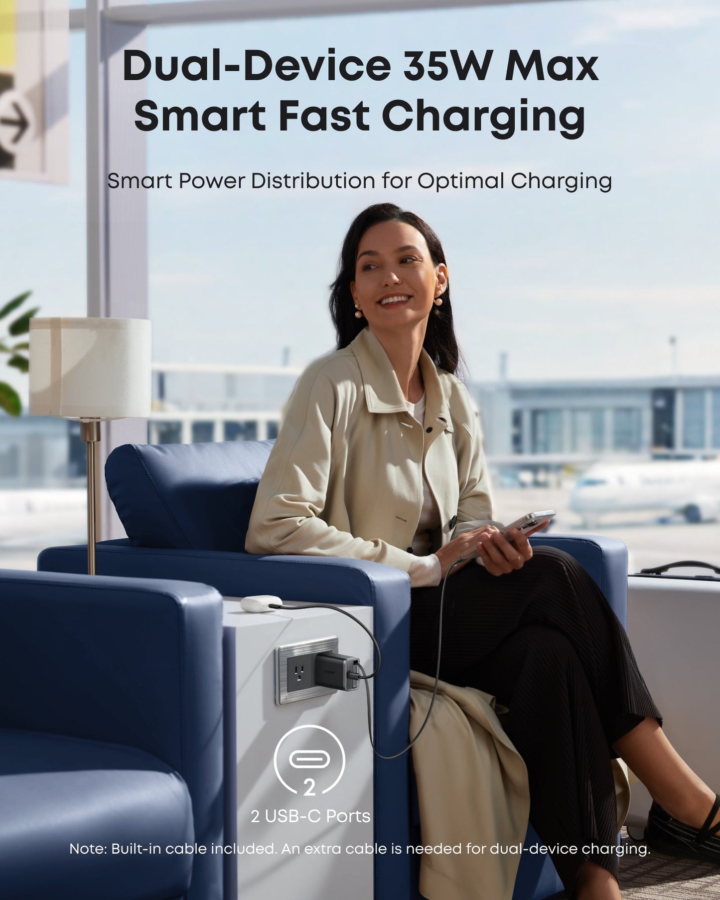 Anker Nano Charger (35W, Built-In Retractable USB-C Cable)